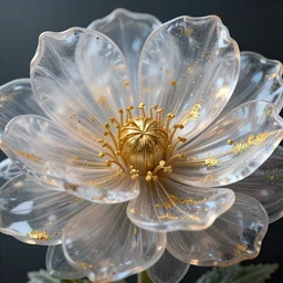 highly detailed 3D fractal, translucent flower pedals, gold dust, raytracing, photon mapping, subsurface scattering, surreal, cinematic lighting, octane render, 8k