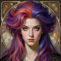 overlord, psychedelic hair, portrait, highly detailed, deep focus, elegant, digital painting, smooth, sharp focus, illustration, ultra realistic, 8 k, art by artgerm and alphonse mucha and edgar maxence