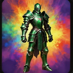 videogame card painting of an elegant dark - green steel - plate armor artstation, rpg, digital art, vibrant & colorful background, dark souls, runescape, skyrim, final - fantasy, diablo - 3