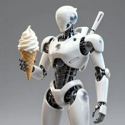 3 d octane render, ultra photorealistic, 8 k hyper detailed image unreal engine, ultrarealistic robotic augmented ice cream cyborg, android, robot cyberpunk, organic ceramic white on the art contemporary art by adolf hiremy hirschl