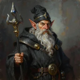 a detailed portrait painting of a fantasy gnome sorcerer in dark robe, portrait fantasy art, dungeons and dragons character art, warcraft art, in the style of tim hildebrandt