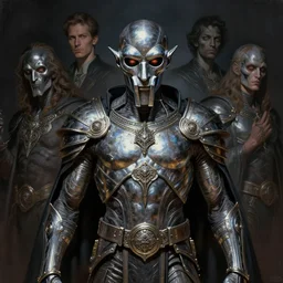 evil mf doom with occult glowing, metallic shiny skin, occult armor, intricate, elegant, highly detailed, centered, digital painting, artstation, concept art, smooth, sharp focus, illustration, artgerm, tomasz alen kopera, peter mohrbacher, donato giancola, joseph christian leyendecker, wlop, frank frazetta