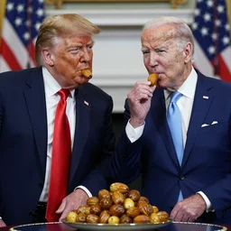 donald trump and joe biden eating prunes