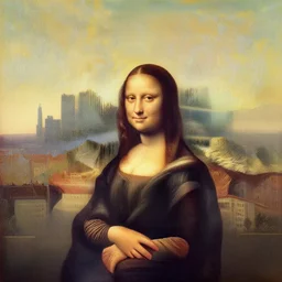 Modern City Skyline, painted by Leonardo Da Vinci