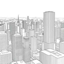 market of the cyber city, view from side, line drawing, no - shadow, black and white, by makoto shinkai takashi takeuchi studio ghibli, akihiko yoshida