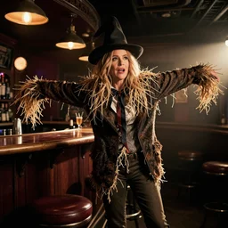 sheryl crow fighting a scarecrow in a dive bar
