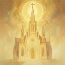 holy church, ocean of canvas, ethereal, awe, concept art, warm tones, by reylia slaby, makoto shinkai, sacred, artstation, global illumination, ornate, cgsociety, minimalist composition