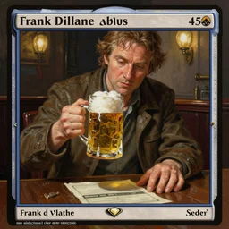 frank dillane playing magic the gathering in a pub, realistic, detailed, intricate, digital painting, trending on artstation, beer mug, beer
