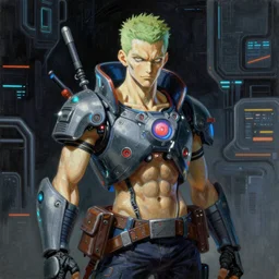 gigachad god of cyberpunk, painting by gaston bussiere, j. c. leyendecker, yoji shinkawa