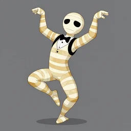 mummy dancing wearing a zoot suit, 1930s cartoon style