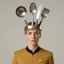 guinan from star trek wearing random kitchen tools on her head on the starship enterprise, played by a young whoopi goldberg
