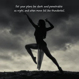 let your plans be dark and impenetrable as night, and when you move, fall like a thunderbolt.