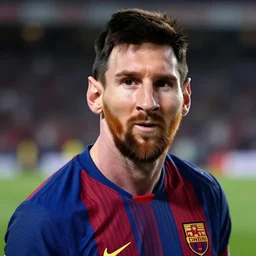 still of Lionel Messi as a Muppet, close up