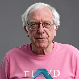 ultrasharp hyperdetailed photorealistic octane render close - up of bernie sanders with a pink floyd t - shirt