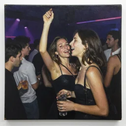 a hyperrealistic painting of a nightclub