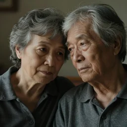 poignant photo of an older couple on their 5 0 ty anniversary, their eyes reveal how much they has seen, nostalgia, melancholy