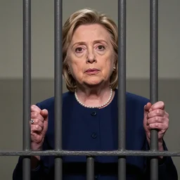 hillary clinton behind bars in prison, award winning