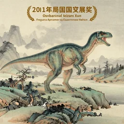 dinosaurs in landscape, traditional chinese painting by Ma Yuan