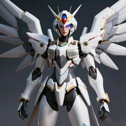 uncropped stealthy Feminine mecha (with futuristic jet armor and wings) with a heart visor helmet, symphogear, full body character portrait, hi-tech, trending on Artstation, holographic armor, digital painting, concept art, sharp focus, illustration, art by WLOP and Greg Rutkowski