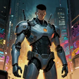 illustration portrait of a menacing japanese robot cop, future tokyo, golden ratio, cinematic lighting, cinematic composition, ghost in the shell, night, by sachin teng and sergey kolesov and ruan jia and heng z and wlop. graffiti art, scifi, fantasy, hyper detailed. octane render. concept art. trending on artstation