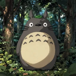 giant totoro in the forest from studio ghibli style by zhong fenghua