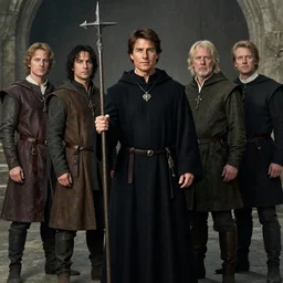 medieval fantasy half length d & d portrait photo of tom cruise as a d & d robed cleric with a morningstar, photo by philip - daniel ducasse and yasuhiro wakabayashi and jody rogac and roger deakins