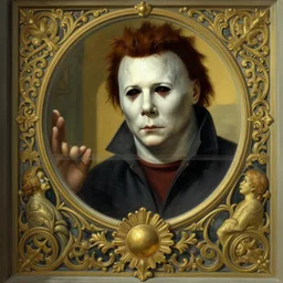 micheal myers looking through a window, intricate, elegant, highly detailed, digital painting, artstation, concept art, smooth, sharp focus, illustration, art by artgerm and greg rutkowski and alphonse mucha