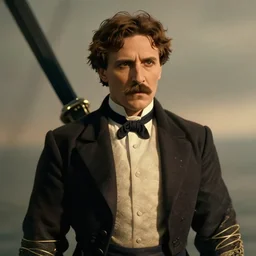 A badass photo of Nikola Tesla in Movie titanic, 50 mm