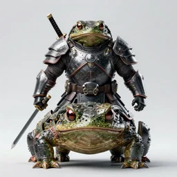 a wide shot, photo of a toad head, a huge humanoid toad-man with a katana, in a heavy futuristic armour without a helmet,  hyper realistic, hyper detailed, coherent photo, trending on artstation, cyberpunk, Japanese style, volumetric lightning, neon, electric colours, Cinematic, Dramatic, Film Grain, Kodak Portra, Depth of Field, 15 mm octane render, 4k, raytracing, blender