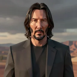 low poly render of Keanu Reeves