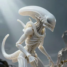 realistic translucid white alien xenomorph exquisite destroyer future