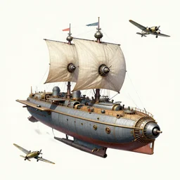 detailed drawing of a steampunk spelljammer flying airship, illustrated by James gurney, Josh Kirby, Thomas Kinkade, antiquity battleship, WWII fighter jet, ancient and modern, intricate details, clean linework, spacecraft, magical, sails, dragon