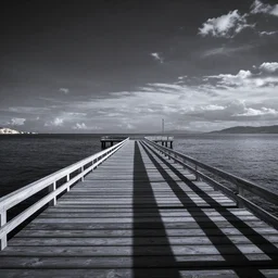 infrared photograph of a seaside dock