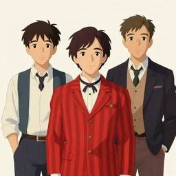 artwork by Michael Whelan, Bob Larkin and Tomer Hanuka, of portrait of Joseph Gordon-Levitt wearing a 1920s red striped outfit, barbershop quartet costume, from scene from Twin Peaks, simple illustration, domestic, nostalgic, from scene from Twin Peaks, clean,  full of details, by Makoto Shinkai and thomas kinkade, Matte painting, trending on artstation and unreal engine