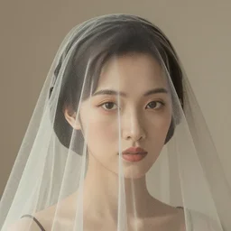 a head, neutral palette, 1 9 3 0 style, it is wearing a veil, vogue cover style, greg rutkowski style, depth of field