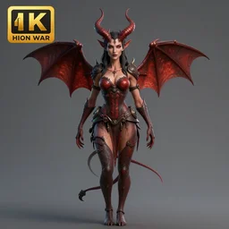 a full body and head portrait of a female demon, d & d rpg portrait, 4 k, hires, 8 k 3 d, deviantart, trending on artstation, centered, art by artgerm and tim hildebrandt