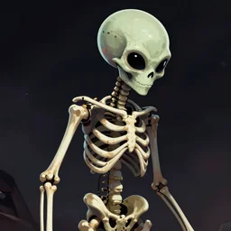 alien mix with skeleton, hyper detailed, stylized,