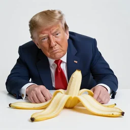 Donald Trump sliding on banana peel ultra realistic, 4K, HD, HQ