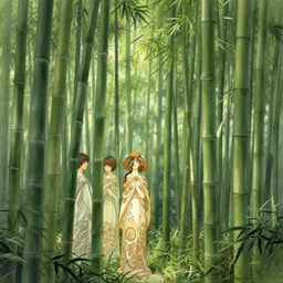 hyperdetailed bamboo forest, digital painting, artstation hq, sharp foccus ilustration, artstation hq. intricate, elegant. wlop, artgerm, greg rutkowski, alphonse mucha, medium shot. dan mumford, tomokazu matsuyama, takato 4 yamamoto