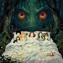 my bed is a forest with a giant cthulhu eyes horror by gaston bussiere, anna nikonova aka newmilky, greg rutkowski, yoji shinkawa, yoshitaka amano, moebius, donato giancola, geoffroy thoorens, trending on artstation, featured on pixiv, cinematic composition