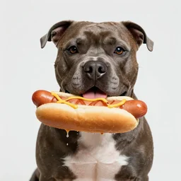portrait pitbull mr. worldwide holding a hotdog, drenched body, wet dripping, hands hidden under the hotdog, emerging from the water, fantasy, regal, intricate, by stanley artgerm lau, greg rutkowski, thomas kindkade, alphonse mucha, loish, norman rockwell