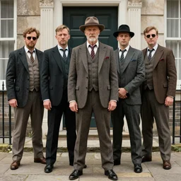 a group peanut mans dressed like the peaky blinders