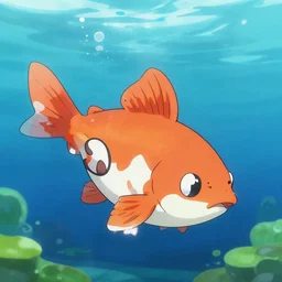 Magicarp swimming in Water Anime Style, Photo from Pokemon Snap