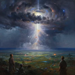 age of voyagers. fantasy. exotic weather phenomena. landscape. 💥⛈. ✨ 🪐 fractal and deepdream effects. masterpiece digital painting by andrei riabovitchev. sfx by industrial light & magic. by josh pierce, rhads, karolis strautniekas