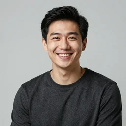 A happy man smiling because he has access to Stable Diffusion