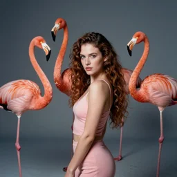 a portrait photograph of divine, in the back flamingos exploting, in 1 9 9 0 s, studio light photography, high definition, 8 k, taken by steven meisel