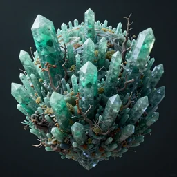 a beautiful highly detailed matte painting of an alien planet with crystals made of jade in a desolate forrest with teal colors by Jose Daniel Cabrera Pena and Leonid Kozienko, Ruan Jia concept art