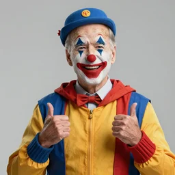 a photorealistic portrait of Joe Biden as an adventurer wearing a clown-suit, hopeful, brave, studio lighting, 8k, cgsociety, artstation trending, 3d render, octane render, high detail, high quality, style of Wayne Haag
