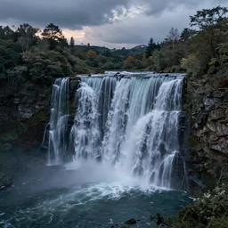 Falls of Rauros, evening, detailed matte painting, cinematic, Alan Lee, Artstation