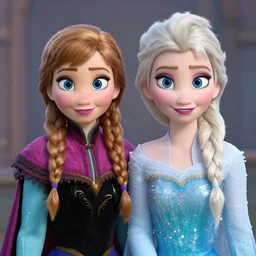elsa & anna in real life, portrait, highly detailed, trending on artstation, hyper realistic, sharp focus, 1 0 0 mm, photograph
